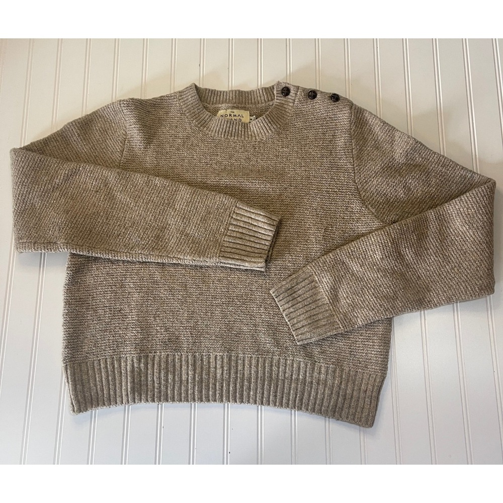The Normal Brand Womens Medium Oatmeal Heather Cottage Core Crewneck Sweater